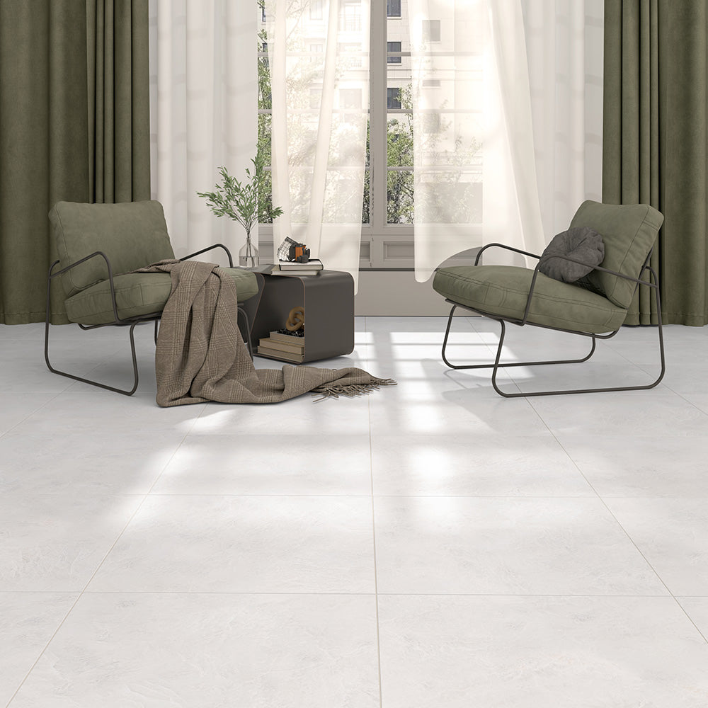 Alpina White Honed Marble Tile