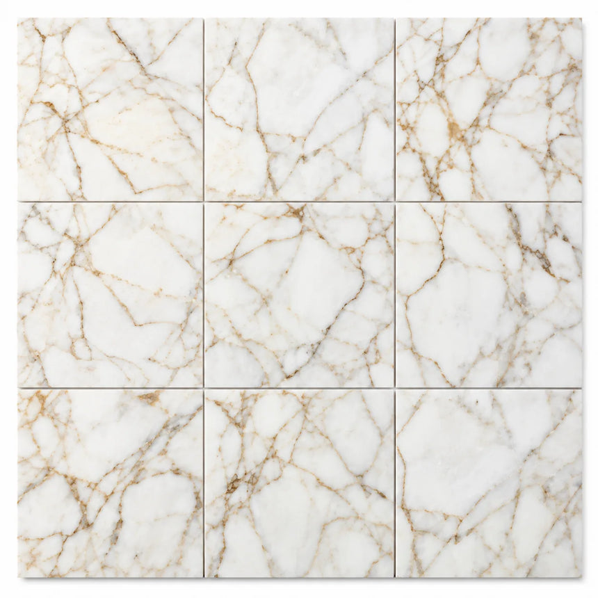 Arabescato Gold Honed Marble Square Tile 305x305x10mm