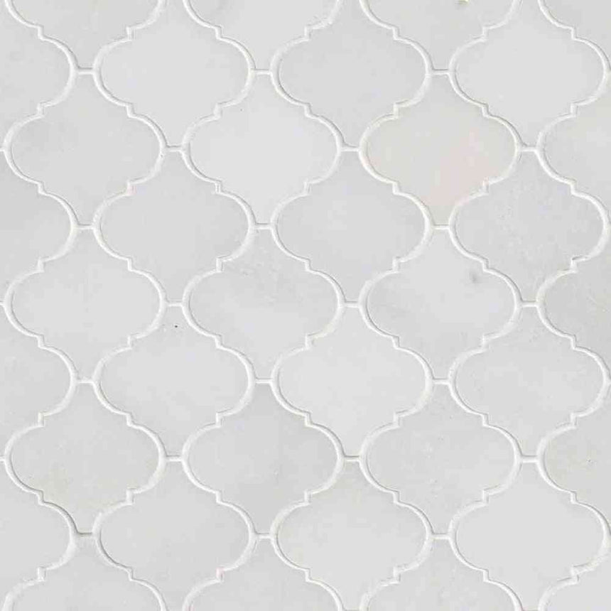 Marble Tiles - Carrara Polished Arabesque Marble Mosaic Tiles Floor Wall Decor - intmarble