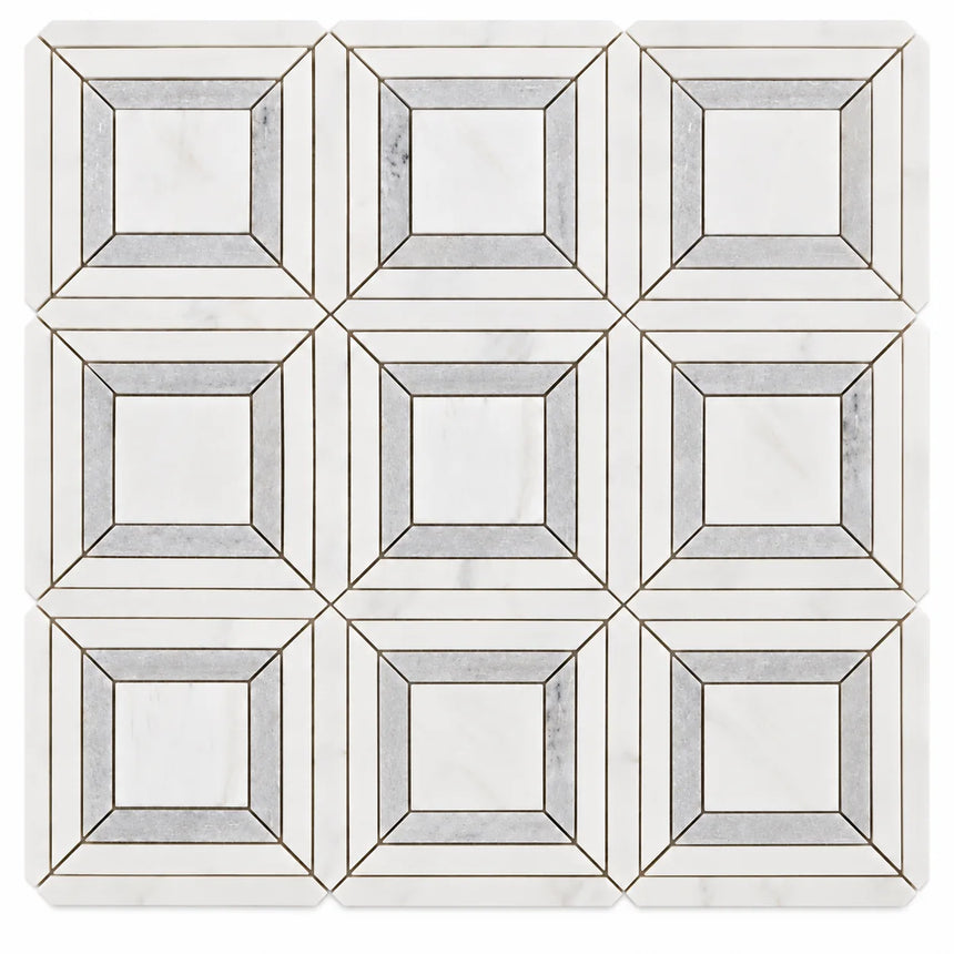 Bianco Dolomite Waterjet Matt Polished Marble Mosaic Sheet (305 × 305 mm)