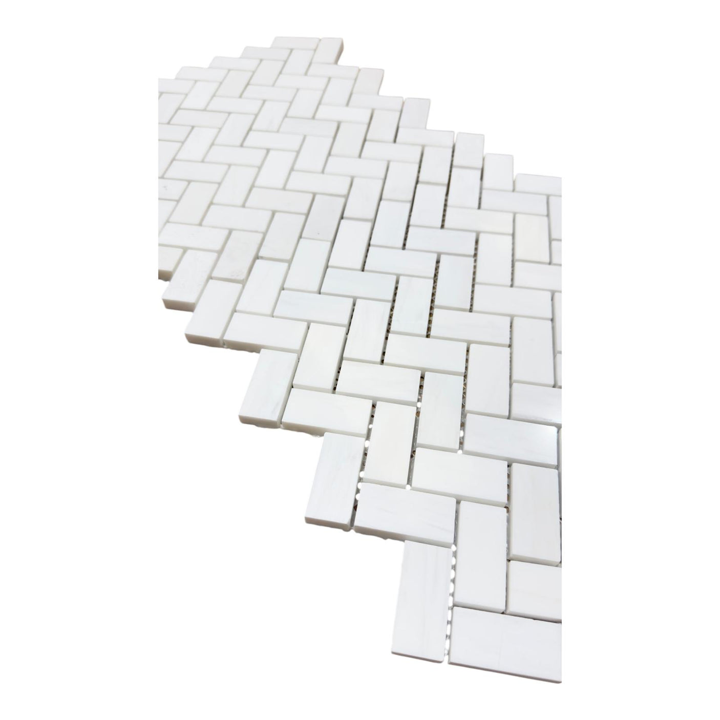 Bianco Thassos PolHerringbone Marble Mosaics
