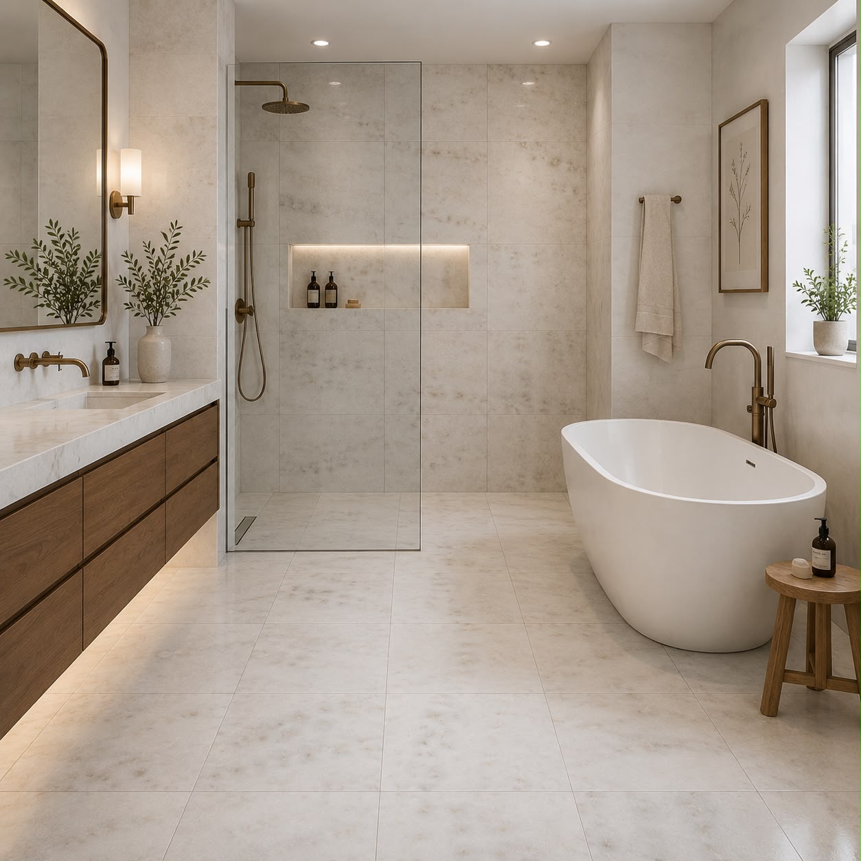 Calacatta Amber Polished Tiles 305x305x10mm Bathroom