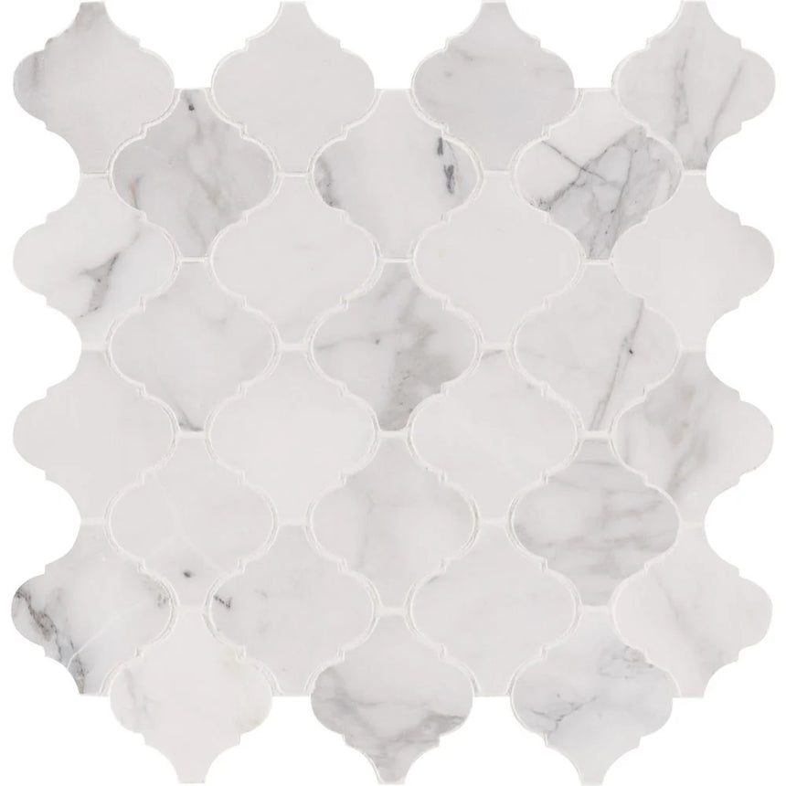 Calacatta Arabesque Marble Mosaic Tiles