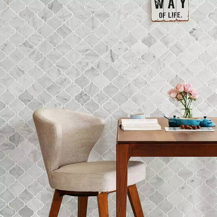 Calacatta Arabesque Marble Mosaic Tiles