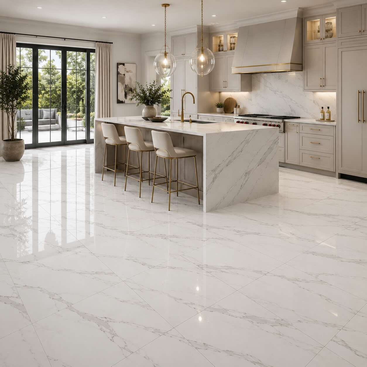 Calacatta Bergoni Polished Italian Marble Tiles | 457x457x10mm