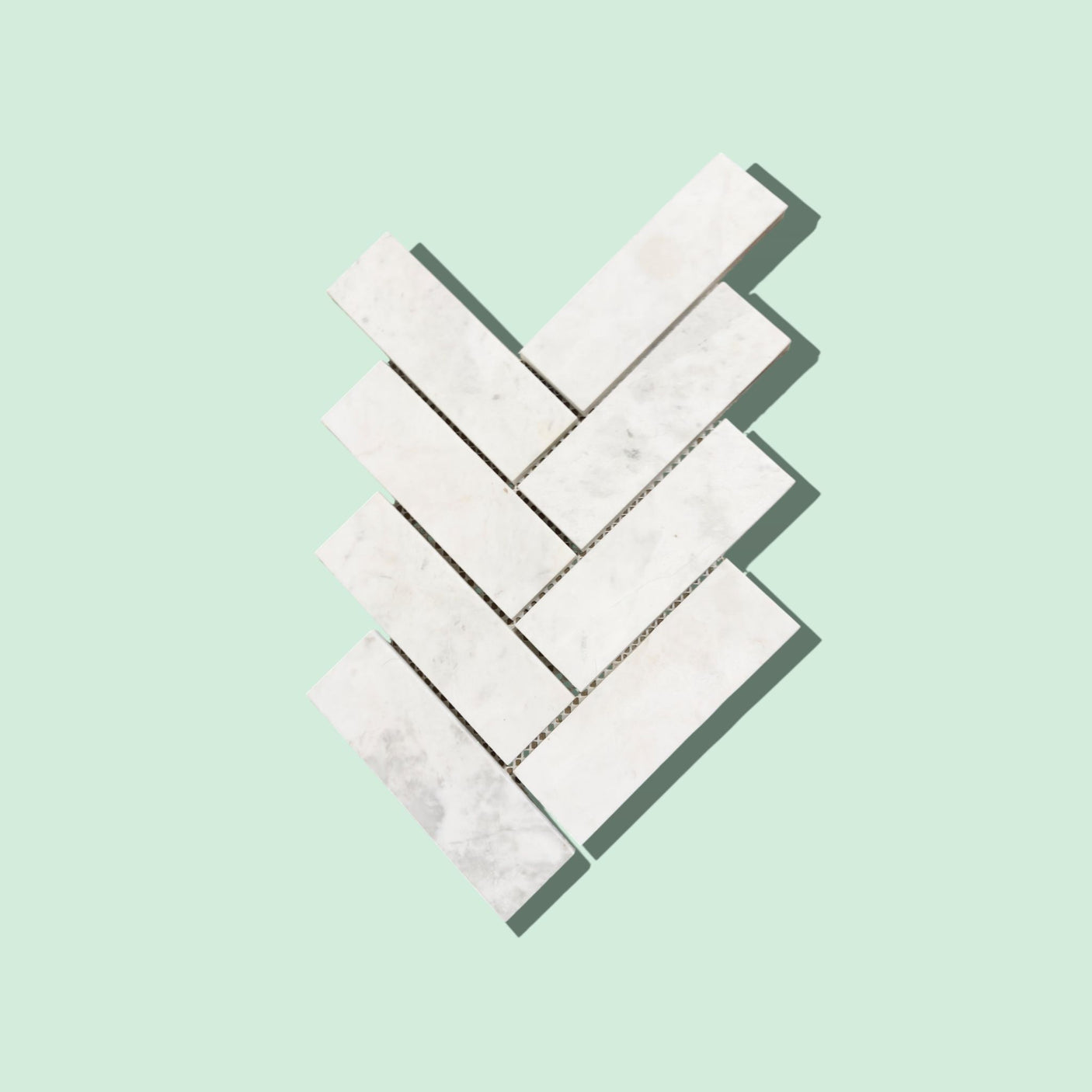 Calacatta Honed Marble Large Herringbone Mosaic