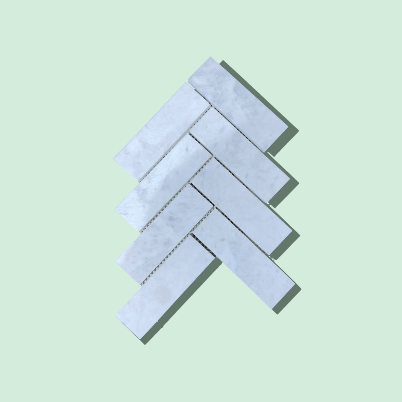 Calacatta Honed Marble Large Herringbone Mosaic