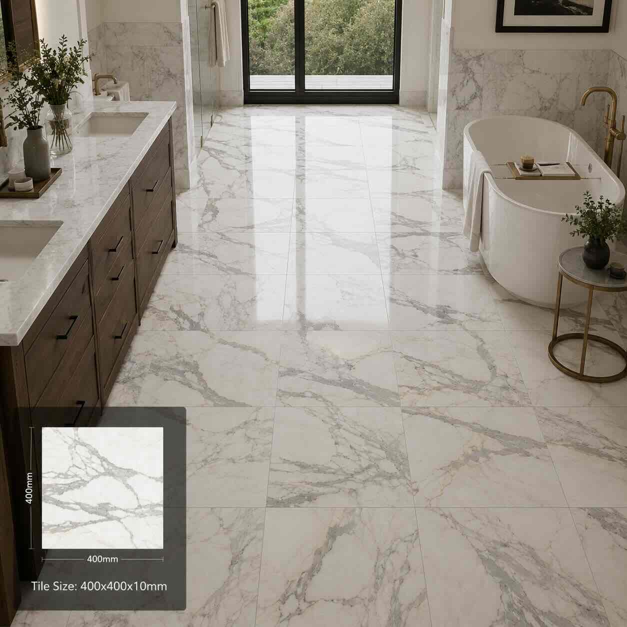 Calacatta Oro Polished Italian Marble Tiles 400x400mm