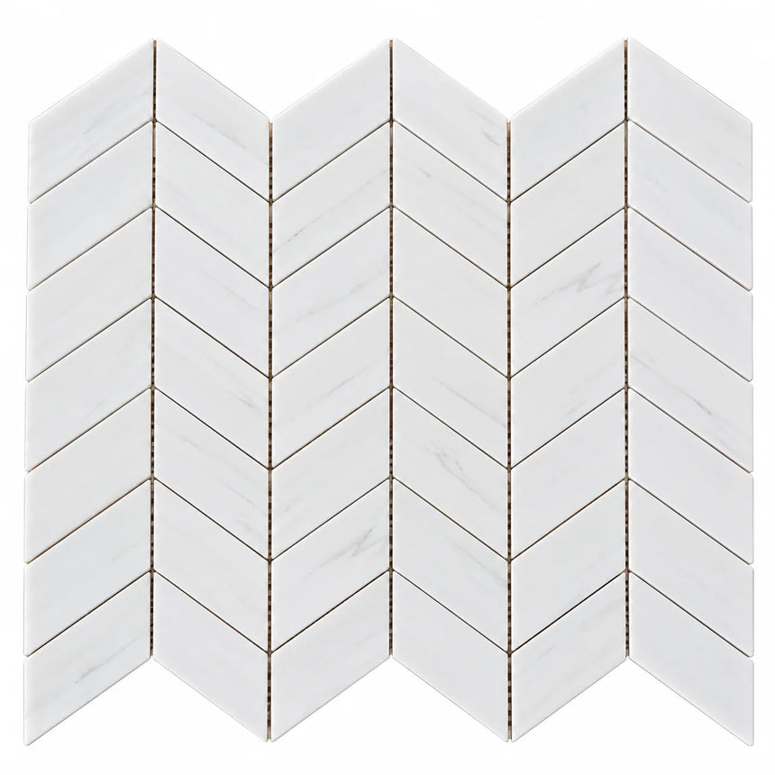 Calacatta Pearly Marble Chevron Mosaic 250x370x10mm