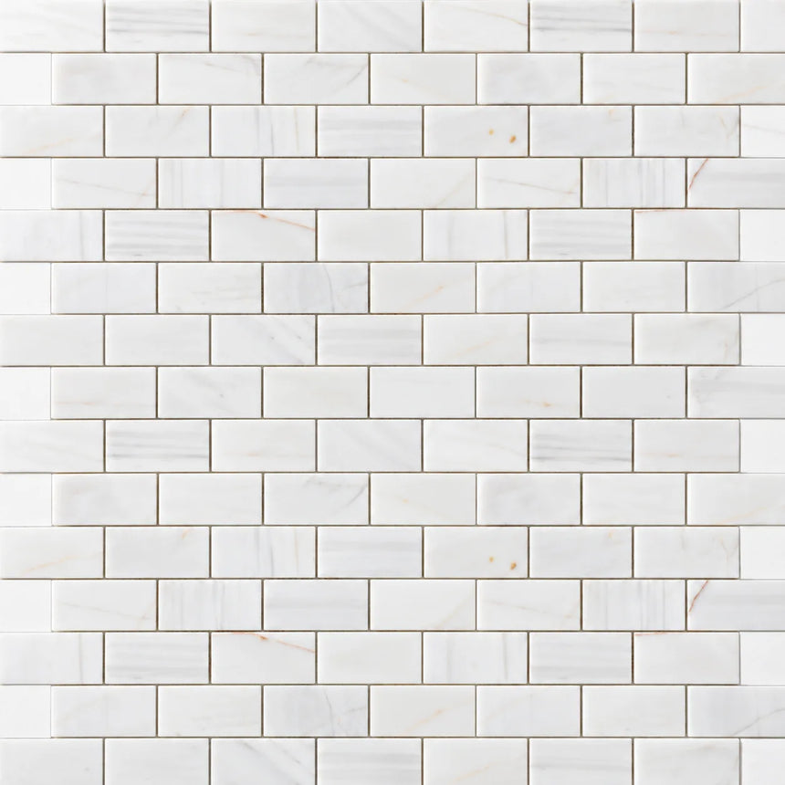Calacatta Pearly Subway Marble Mosaic 50x100x10mm