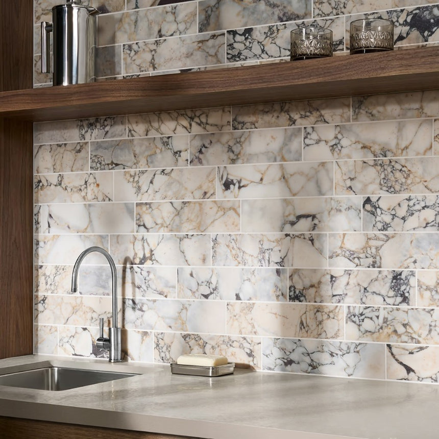 Calacatta Violetta Monet Honed Marble Tiles 70x305x10mm