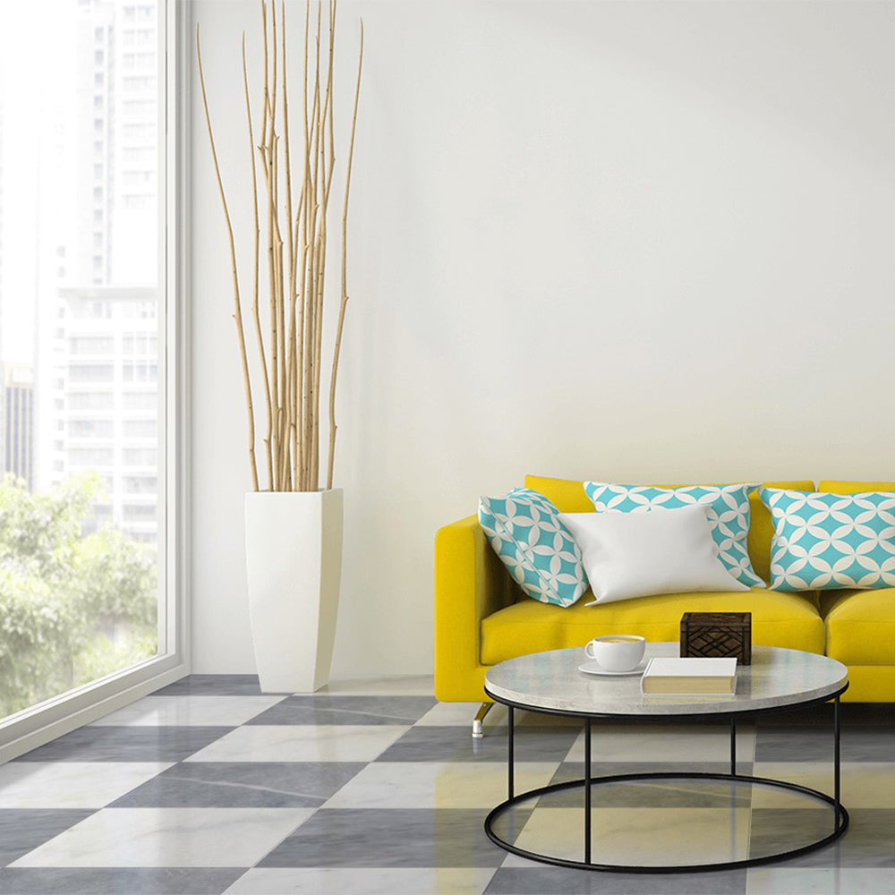 Calacatta White & Bardiglio Light Checkerboard Marble Tiles