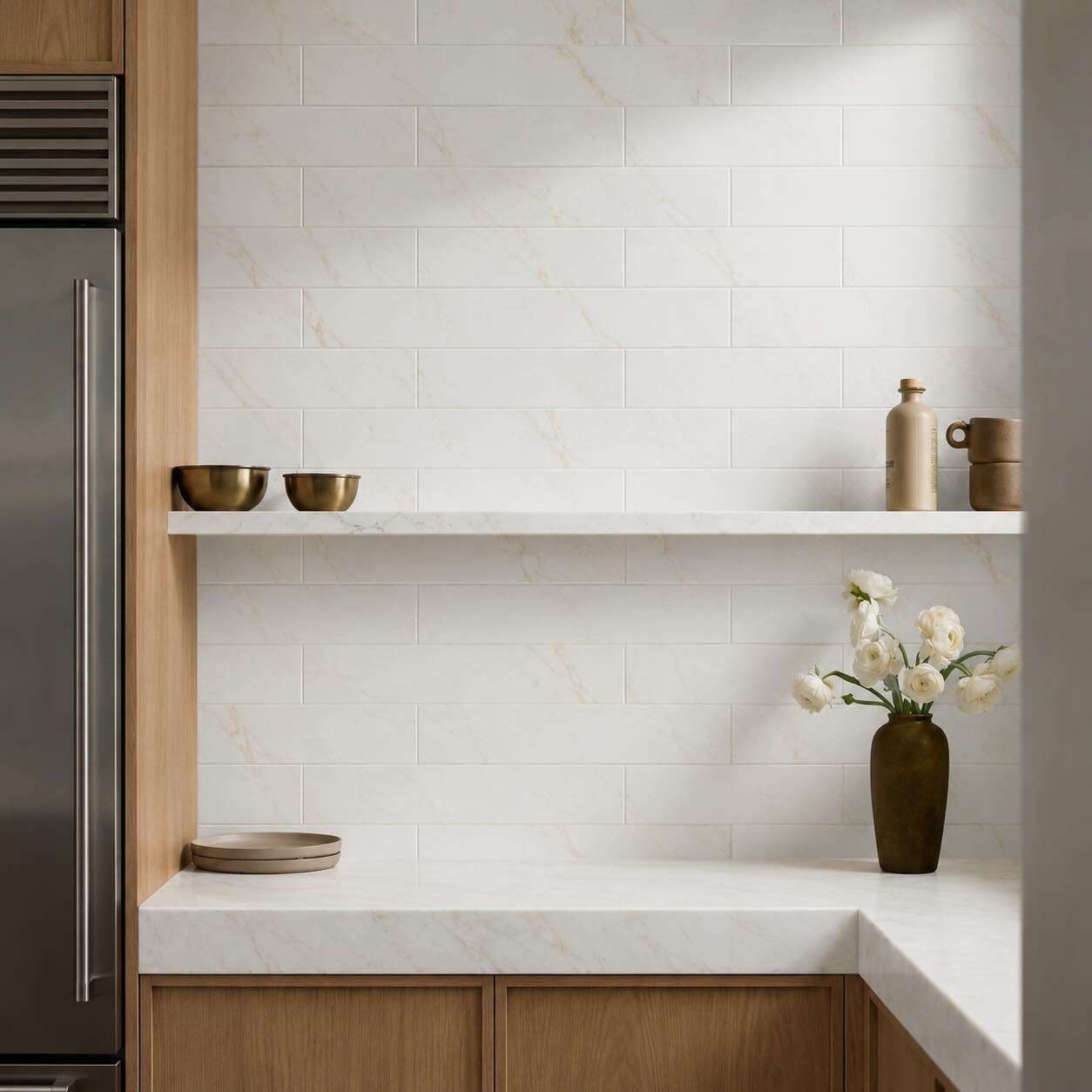 Calacatta Amber Honed Subway Marble Tile – 100 × 610 × 10 mm