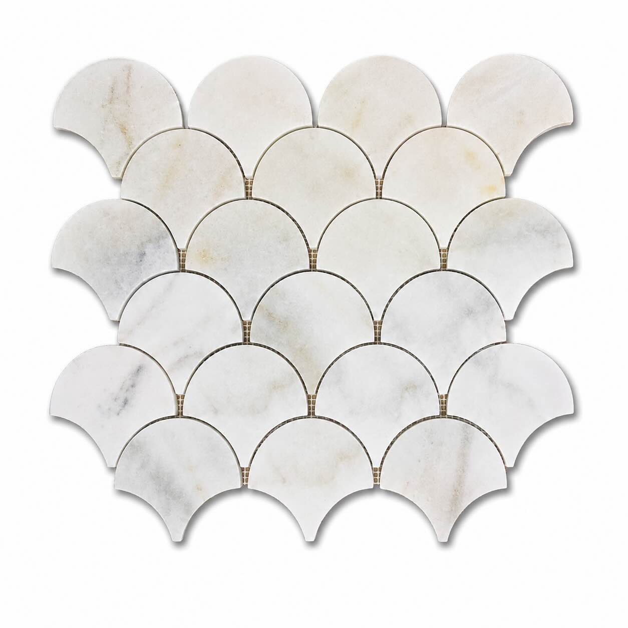 Calacatta Scallop Polished Marble Mosaic Tiles
