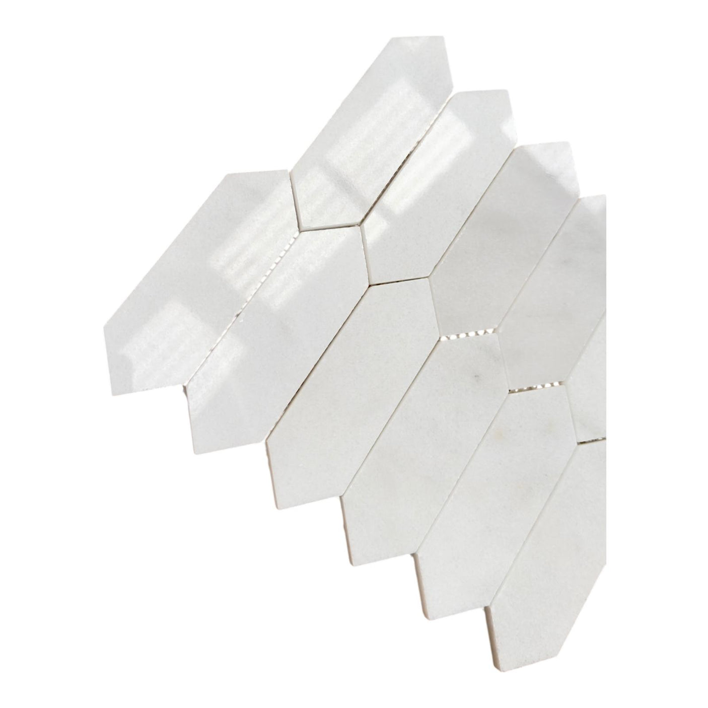 Carrara Polished Marble Picket Mosaic Tile 50×150 mm