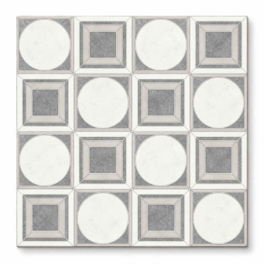 Afyon Grey, Afyon White & Dolomite Cicero Marble Mosaic Tile 305 × 305 × 10 mm