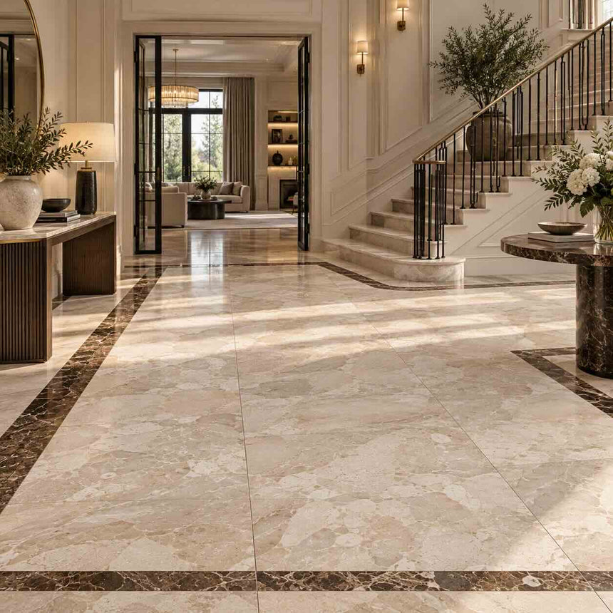 Diana Royal Semi-Polished Honed XL Marble Tiles 600 x 1200 x 20 mm