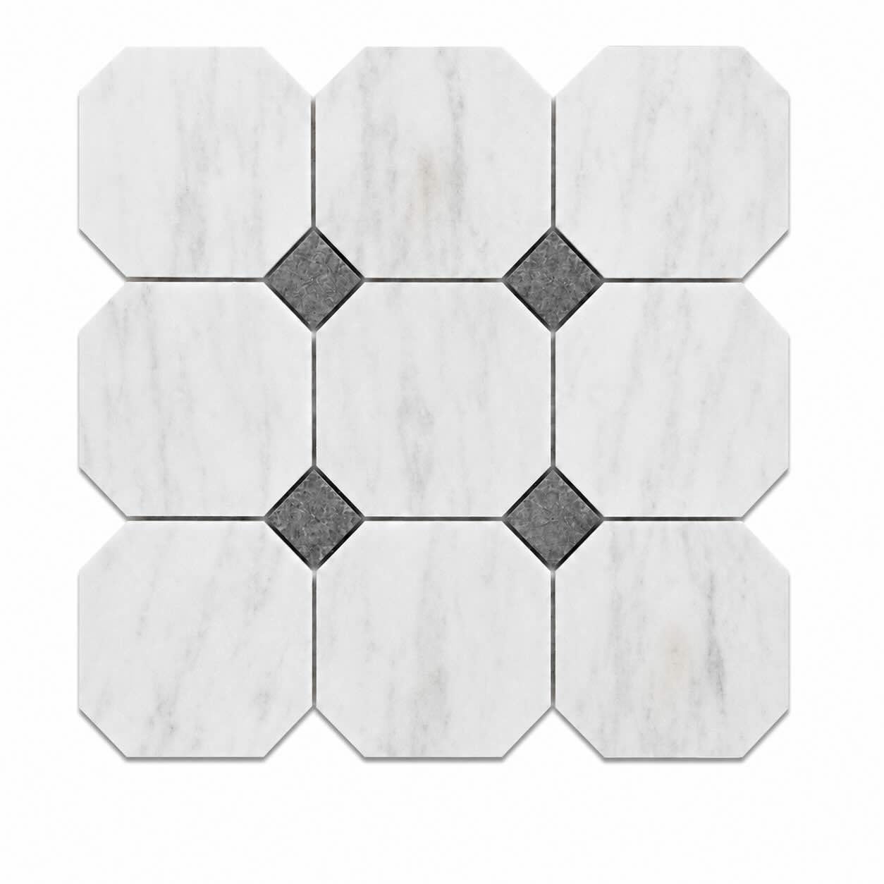 Fitz White Honed Octagon Marble Gray Dot 305x305x10mm