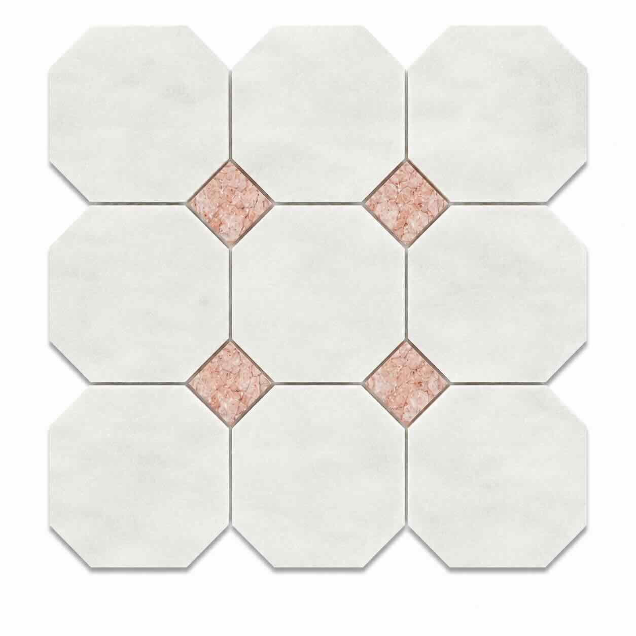 Fitz White Honed Octagon Marble Rosa Verona 305x305x10mm