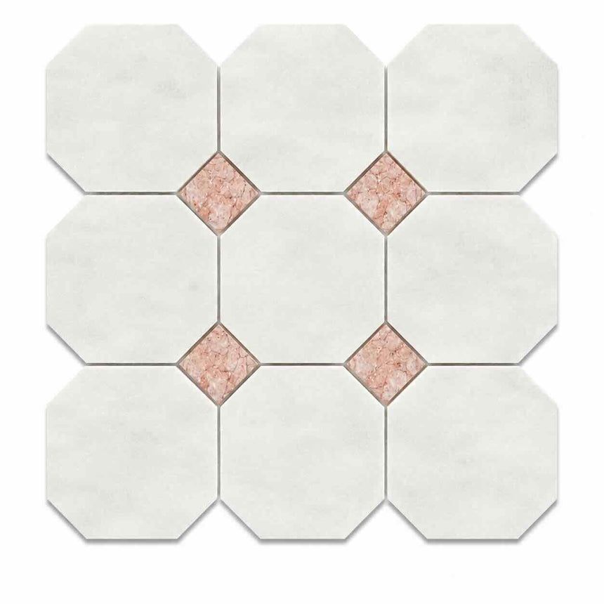 Fitz White Honed Octagon Marble Rosa Verona 305x305x10mm