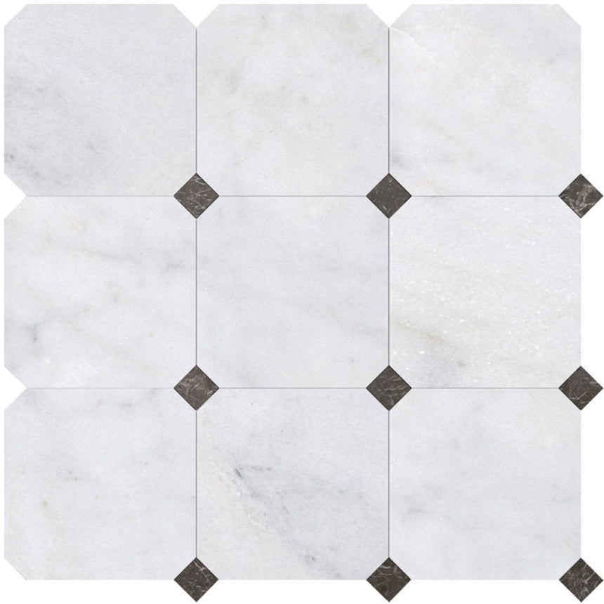 Fitz White Octagon Marble Black Dots 457x457x12mm