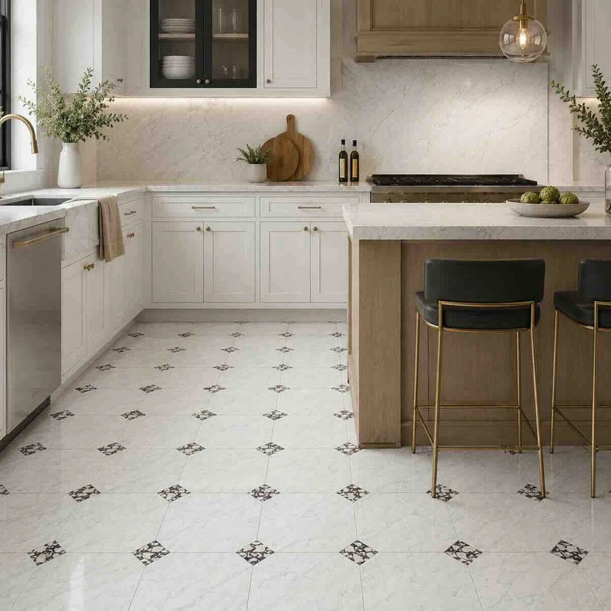 Italian Statuario Honed Octagon Marble Tile | Calacatta Viola 305x305x10mm