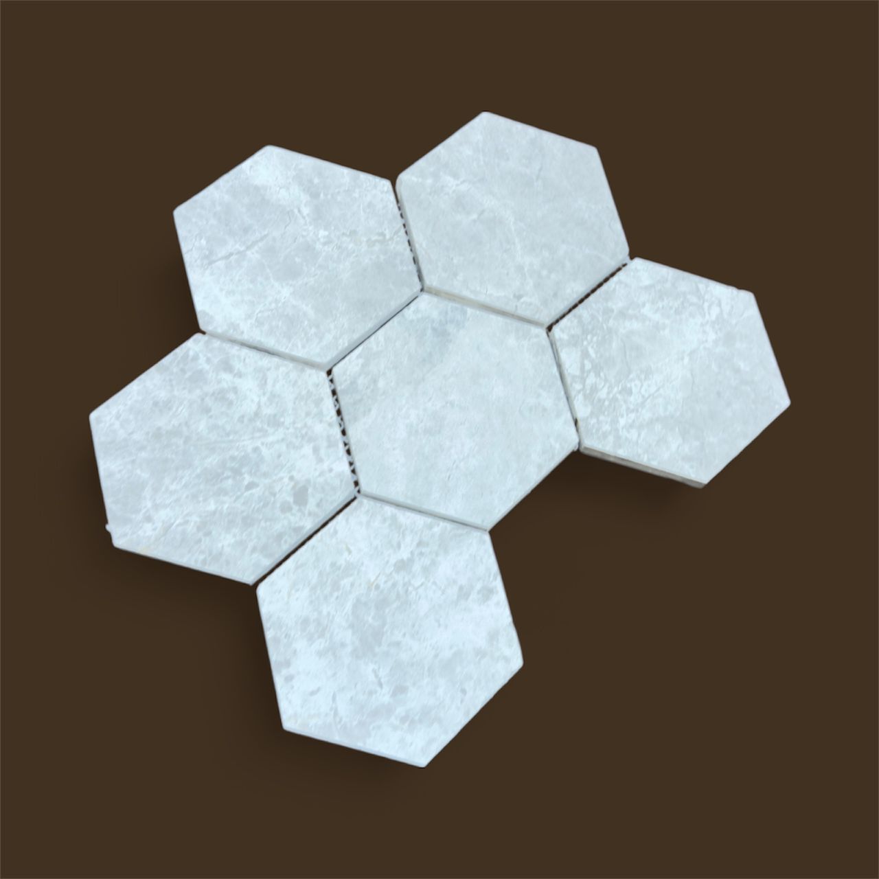Tundra Gray Hexagon Honed Marble Mosaic Tiles 100x100x10mm