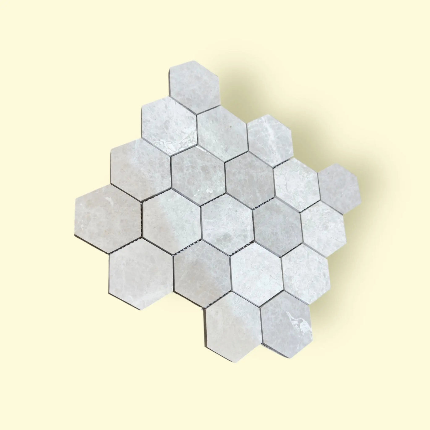 Tundra Gray Hexagon Honed Marble