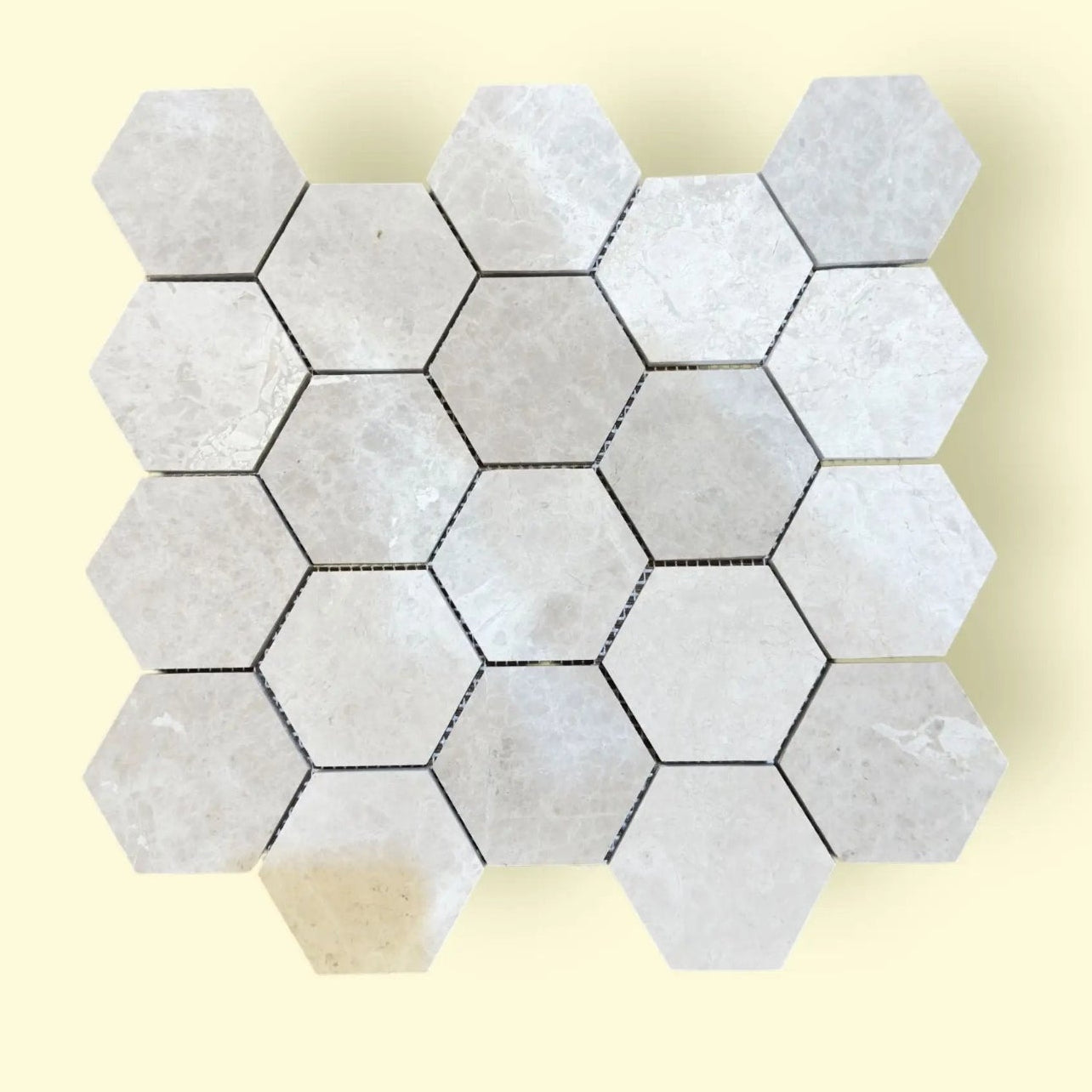 Tundra Gray Hexagon Honed Marble Mosaic Tiles 75x75x10mm