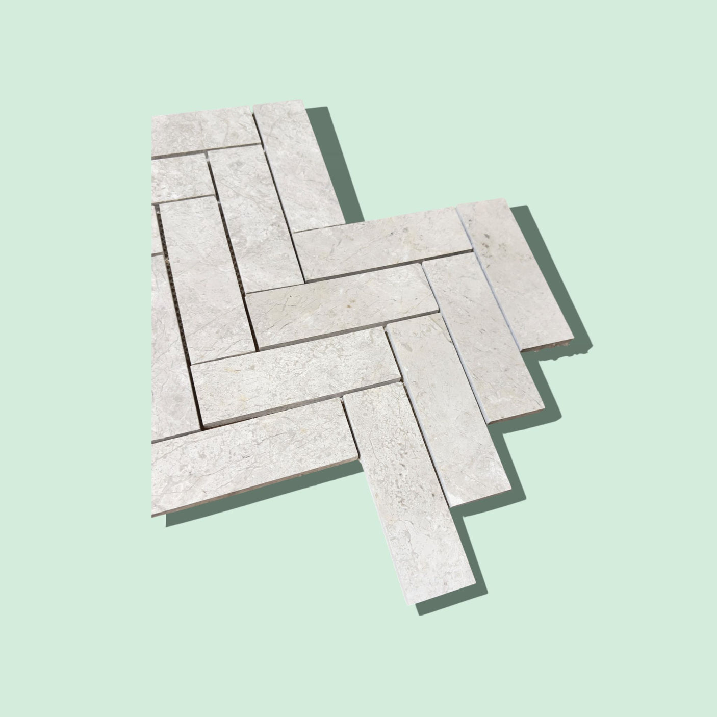 Tundra Gray Honed Marble Large Herringbone Mosaic