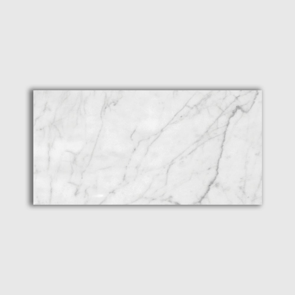 Carrara White Honed Italian Marble Tiles 305x610x10mm