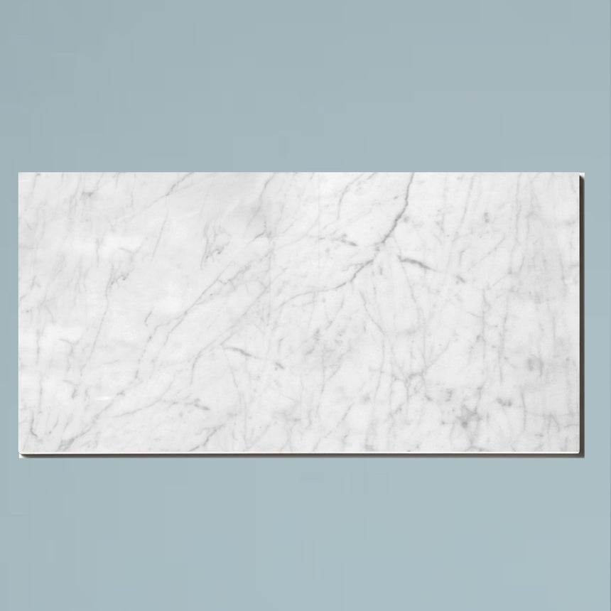 Carrara White Honed Italian Marble Tiles 305x610x10mm