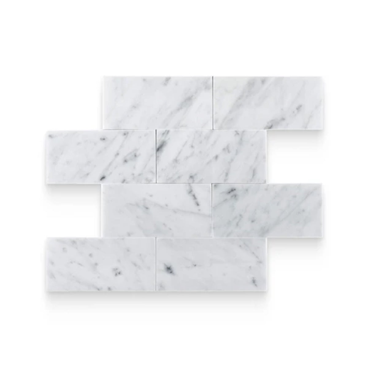 Carrara White Italian Polished Marble Subway Tiles, 70x140x10mm