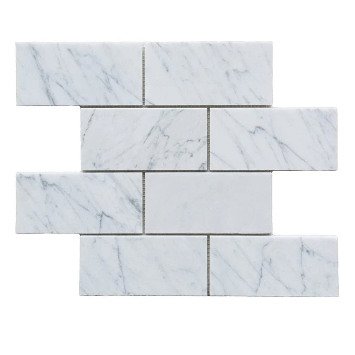Carrara White Italian Polished Marble Subway Tiles, 70x140x10mm