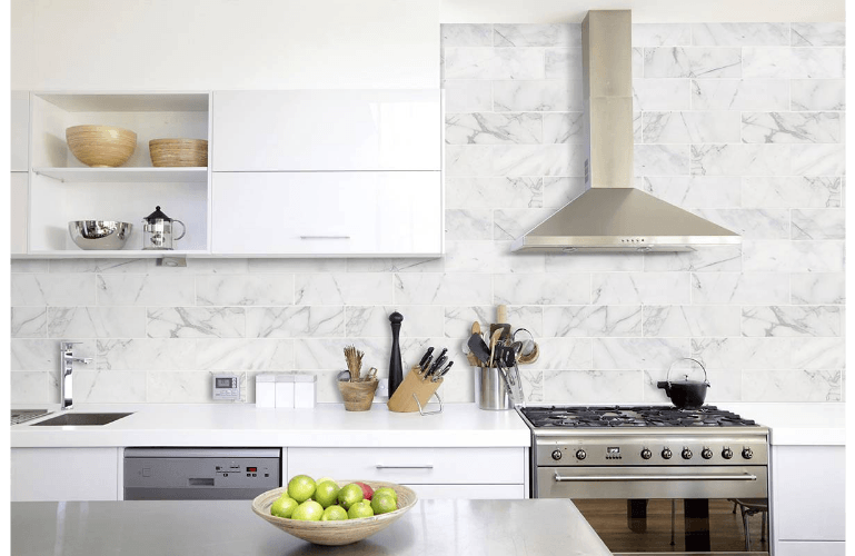 Marble Tiles - Carrara White Polished Subway Marble Tiles 100x300x10mm - intmarble