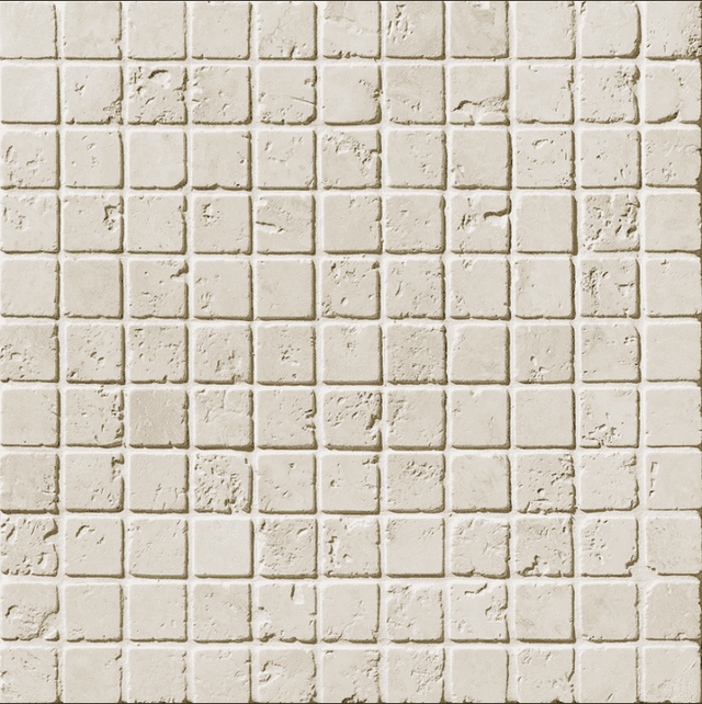 Marble Tiles - Ivory Tumbled Travertine Mosaic 25x25x10mm - intmarble