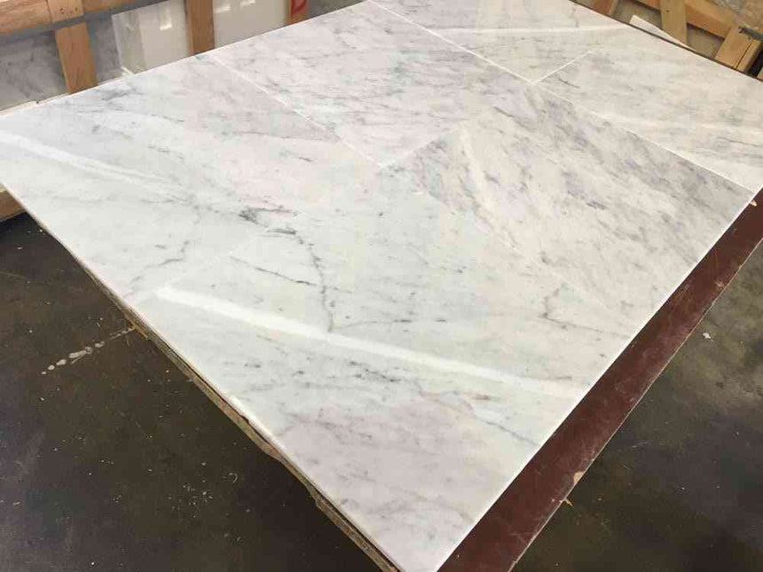 Marble Tiles - Bianco Carrara Polished Italian Marble Tiles 457x457mm - intmarble