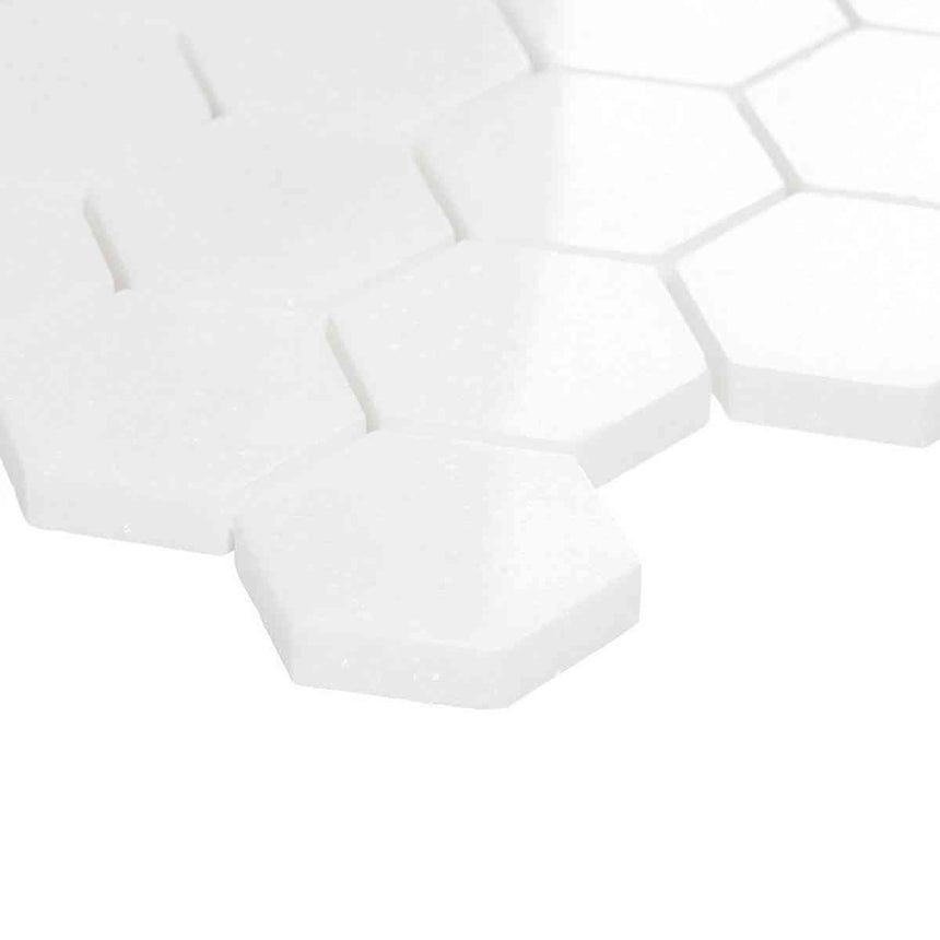 Marble Tiles - Bianco Thassos Polished Hexagon Marble Mosaic Tiles - intmarble