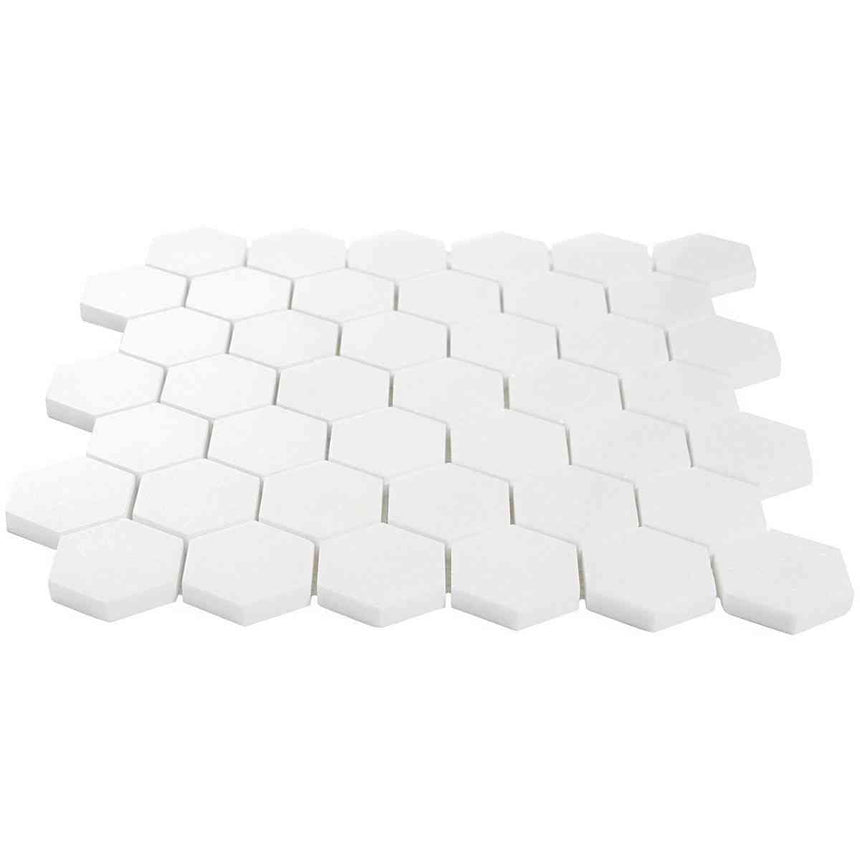 Marble Tiles - Bianco Thassos Honed Hexagon Marble Mosaic Tiles - intmarble