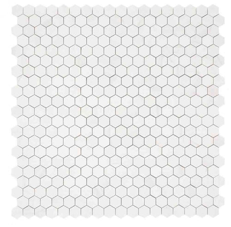 Marble Tiles - Bianco Thassos Polished Hexagon Marble Mosaic Tiles - intmarble