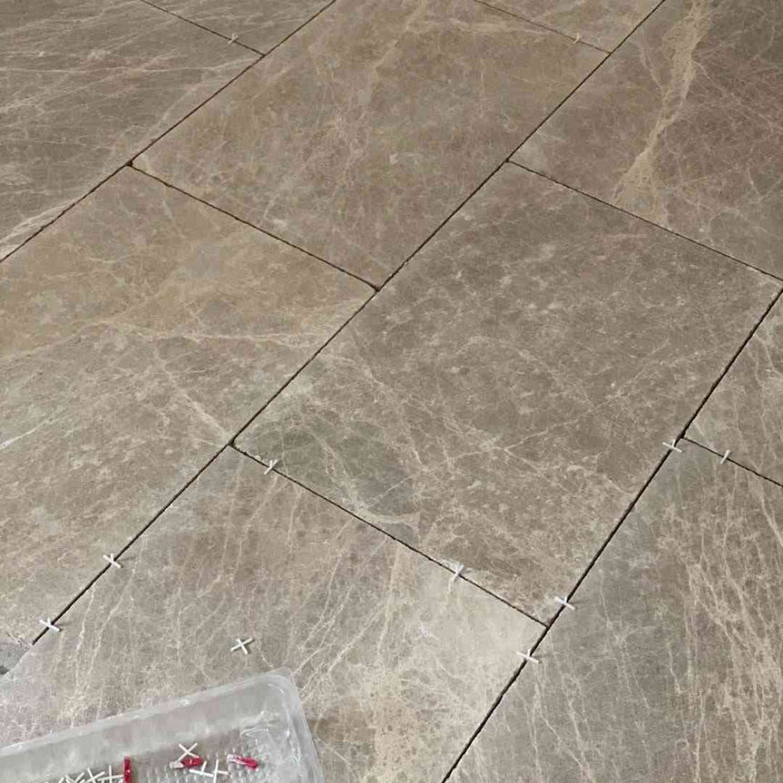 Marble Tiles - Emperador Cottage Tumbled Marble Tiles 406x610x12mm - intmarble