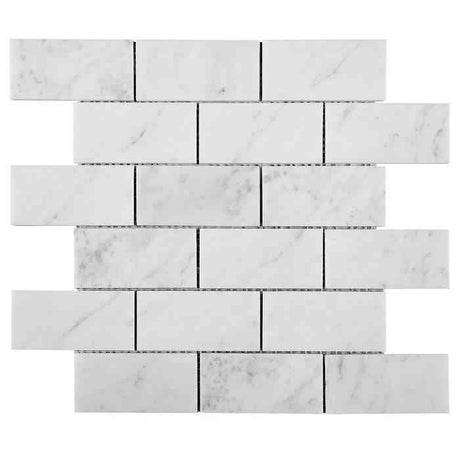 Marble Tiles - White Carrara Polished Subway Marble Mosaic Tiles 50x100x10mm - intmarble