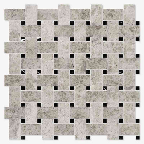 Marble Tiles - Tundra Honed Basketweave Marble Mosaic Tiles - intmarble