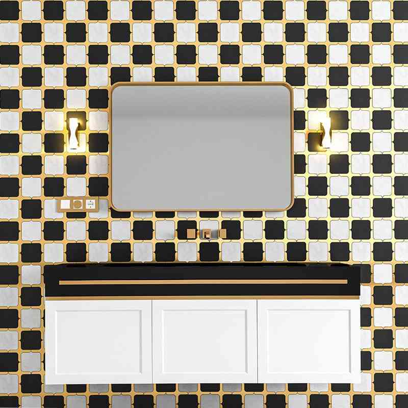 Marble Tiles - Nero Black, Carrara, Brass Honed Marble Waterjet Decos - intmarble