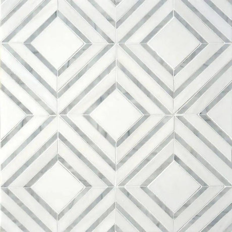 Marble Tiles - Star Carrrara Snow White Waterjet Decor - intmarble