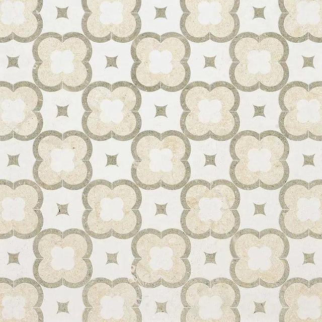 Marble Tiles - Paisley Pattern Limestone Waterjet Snow Jura Olive Verda Decor - intmarble