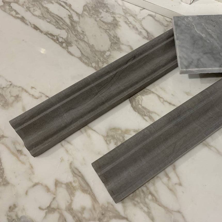 Marble Tiles - Belgian Blue Honed Limestone Dado 47x305x26mm - intmarble