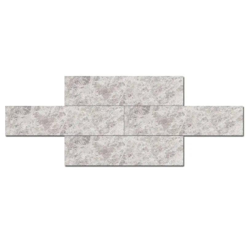 Marble Tiles - Subway Silver Cloud Honed Marble Tiles 100x300x10mm - intmarble