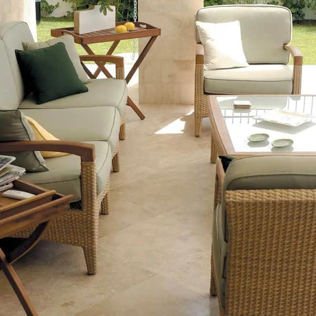 Marble Tiles - Ivory Travertine Mosaic Tiles Floor Wall Cover - intmarble