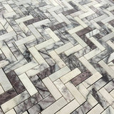 Marble Tiles - Calacatta Viola Honed Herringbone Marble Mosaic - intmarble